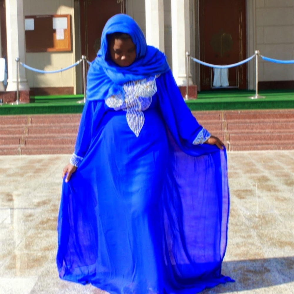 Cobalt Blue Abaya with Gem Stone details